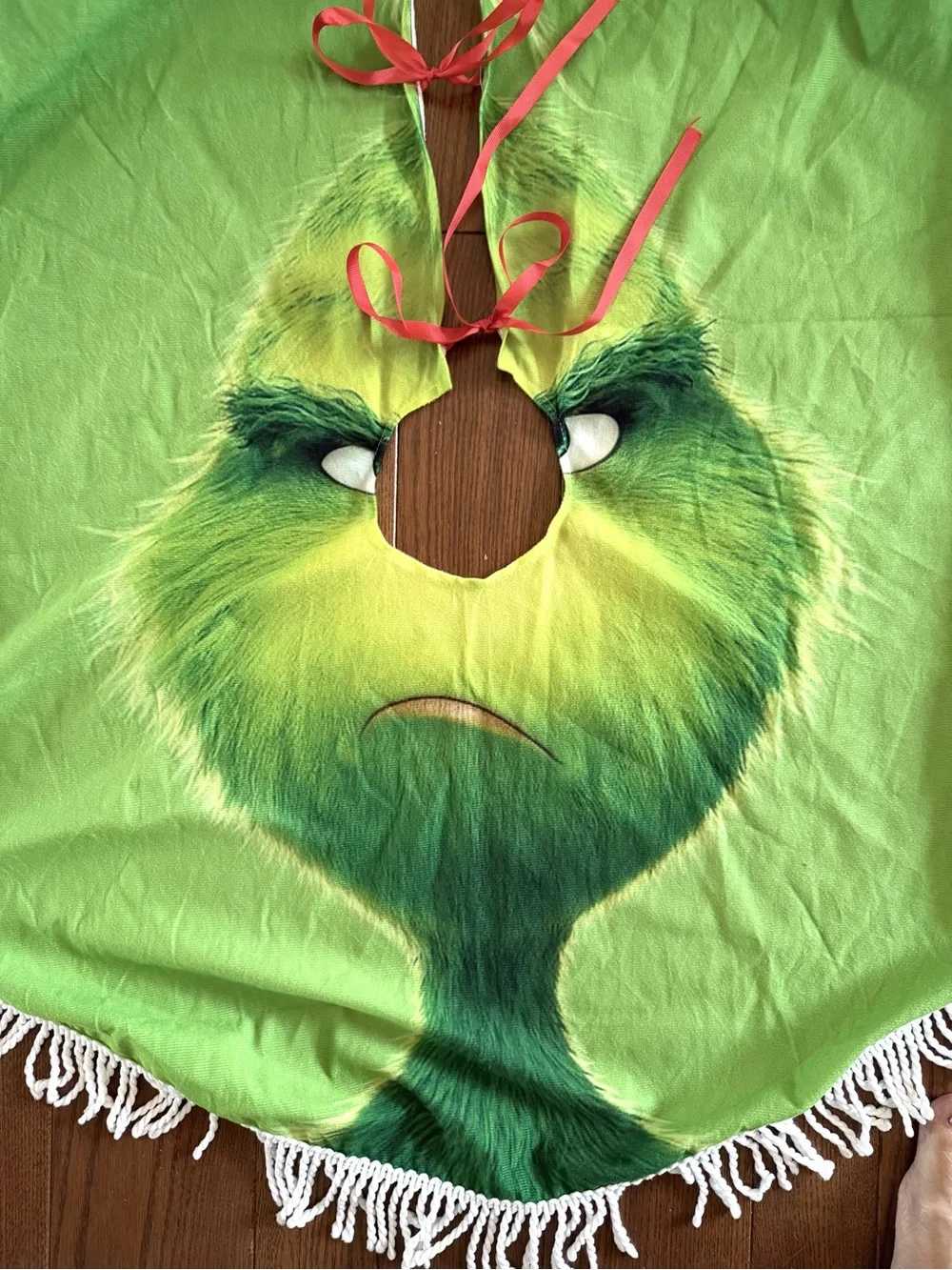 The Grinch Tree Skirt - Bright Green Holiday Decor large 40” round